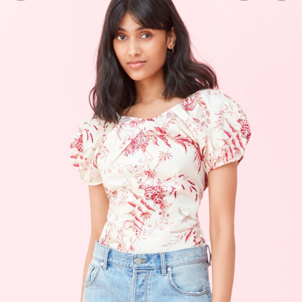 Rebecca Taylor pink floral SS averie top Medium